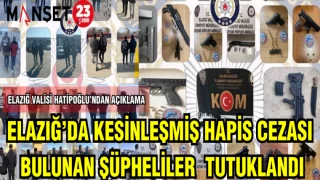 ELAZIĞ'DA KESİNLEŞMİŞ HAPİS CEZESI BULUNAN ŞÜPHELİLER TUTUKLANDI