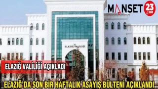 ELAZIĞ'DA SON BİR HAFTALIK ASAYİŞ BÜLTENİ AÇIKLANDI