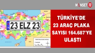 TÜRKİYE'DE 23 ARAÇ PLAKA SAYISI 164.687'YE ULAŞTI