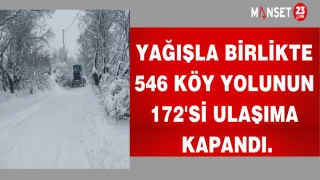 Yağışla birlikte 546 köy yolunun 172'si ulaşıma kapandı.