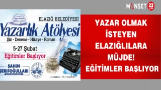 Yazar olmak isteyen Elazığlılara müjde! Eğitimler başlıyor