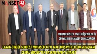 ELAZIĞ -BİNGÖL SERBEST MUHASEBECİ VE MALİ MÜŞAVİRLER ODASI BAŞKANI CEMAL ŞİMŞEK'TEN BAŞKAN ALAN'A ZİYARET