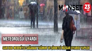 METEOROLOJİ UYARDI:SARI KOD NEDENİYLE SAĞANAK YAĞMUR VE ŞİDDETLİ RÜZGAR UYARISI YAPILDI