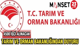 TARIM VE ORMAN BAKANLIĞINDAN DUYURU