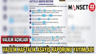 VALİLİK HAFTALIK ASAYİŞ RAPORUNU YAYIMLADI