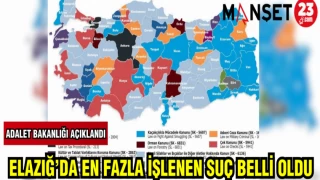 ADALET BAKANLIĞI AÇIKLADI: ELAZIĞDA EN ÇOK İŞLENEN SUÇ BELLİ OLDU