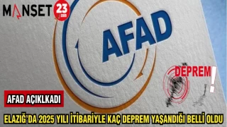 AFAD AÇIKLADI:ELAZIĞ'DA 2025 YILI İTİBARİYLE KAÇ DEPREM YAŞANDIĞI BELLİ OLDU