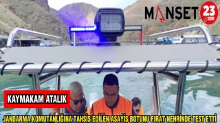 KAYMAKAM ATALIK JANDARMA KOMUTANLIĞINA TAHSİS EDİLEN ASAYİŞ BOTUNU FIRAT NEHRİNDE TEST ETTİ