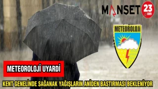 KENT GENELİNDE SAĞANAK YAĞIŞLARIN ANİDEN BASTIRMASI BEKLENİYOR