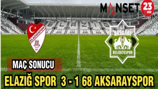 MAÇ SONUCU: ELAZIĞSPOR 3 - 1 68 AKSARAYSPOR