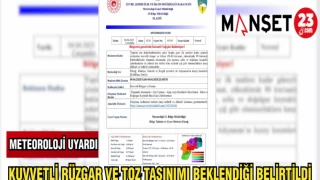 METEOROLOJİ UYARDI:KUVVETLİ RÜZGAR VE TOZ TAŞINIMI BEKLENDİĞİ BELİRTİLDİ