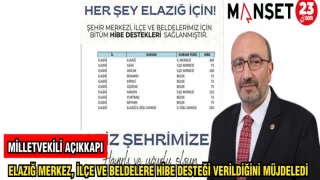 MİLLETVEKİLİ AÇIKKAPI: ELAZIĞ MERKEZ İLÇE VE BELDELERE HİBE DESTEĞİ VERİLDİĞİNİ MÜJDELEDİ