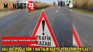 VALİ HATİPOĞLU SON 1 HAFTALIK ASAYİŞ VERİLERİNİ PAYLAŞTI