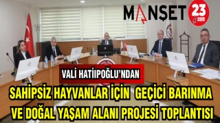 VALİ HATİPOĞLU'NDAN SAHİPSİZ HAYVANLAR İÇİN GEÇİCİ BARINMA VE DOĞAL YAŞAM ALANI PROJESİ TOPLANTISI