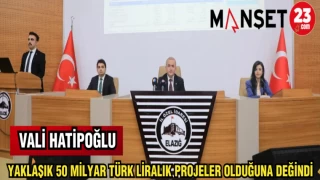 VALİ HATİPOLU: YAKLAŞIK 50 MİLYAR TÜRK LİRALIK PROJELER OLDUĞUNA DEĞİNDİ