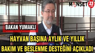 BAKAN YUMAKLI HAYVAN BAŞINA AYLIK VE YILLIK BAKIM VE BESLENME DESTEĞİNİ AÇIKLADI
