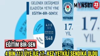 EĞİTİM BİR-SEN 4 BİN 113 ÜYE İLE 17.KEZ YETKİLİ SENDİKA OLDU