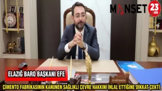 ELAZIĞ BARO BAŞKANI EFE: ÇİMENTO FABRİKASININ KANUNEN SAĞLIKLI ÇEVRE HAKKINI İHLAL ETTİĞİNE DİKKAT ÇEKTİ