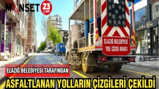 ELAZIĞ BELEDİYESİ TARAFINDAN ASFALTLANAN YOLLARIN ÇİZGİLERİ ÇEKİLDİ