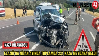 ELAZIĞ'DA NİSAN AYINDA TOPLAMDA 231 KAZA MEYDANA GELDİ