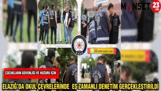 ELAZIĞ'DA OKUL ÇEVRELERİNDE EŞ ZAMANLI DENETİM GERÇEKLEŞTİRİLDİ