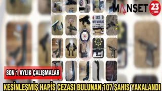 KESİNLEŞMİŞ HAPİS CEZASI BULUNAN 107 ŞAHIŞ YAKALANDI