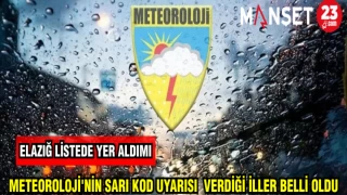 METEOROLOJİ'NİN SARI KOD UYARISI VERDİĞİ İLLER BELLİ OLDU