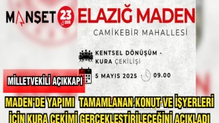 MİLLETVEKİLİ AÇIKKAPI MADEN'DE YAPIMI TAMAMLANAN KONUT VE İŞYERLERİ İÇİN KURA ÇEKİMİ GERÇEKLEŞTİRİLECEĞİNİ AÇIKLADI