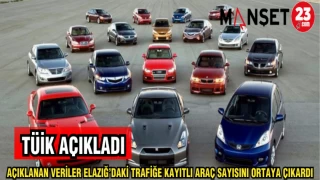 TÜİK AÇIKLADI AÇIKLANAN VERİLER ELAZIĞ'DAKİ TRAFİĞE KAYITLI ARAÇ SAYISINI ORTAYA ÇIKARDI