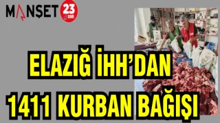 ELAZIĞ İHH'DAN 1411 KURBAN BAĞIŞI