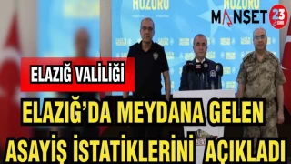 ELAZIĞ VALİLİĞİ ELAZIĞ'DA MEYDAN GELEN ASAYİŞ İSTATİKLERİNİ AÇIKLADI
