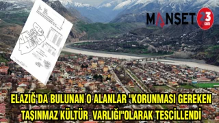 ELAZIĞ'DA BULUNAN O ALANLAR "KORUNMASI GEREKEN TAŞINMAZ KÜLTÜR VARLIĞI"OLARAK TESCİLLENDİ