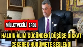 MİLLETVEKİLİ EROL: HALKIN ALIM GÜCÜNDEKİ DÜŞÜŞE DİKKAT ÇEKEREK HÜKÜMETE SESLENDİ