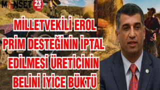 MİLLETVEKİLİ EROL PRİM DESTEĞİNİN İPTAL EDİLMESİ ÜRETİCİNİN BELİNİ İYİCE BÜKTÜ