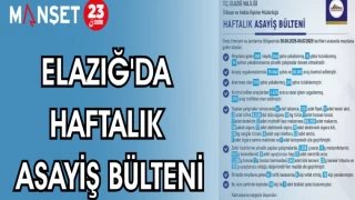 ELAZIĞ'DA HAFTALIK ASAYİŞ BÜLTENİ