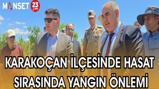 KARAKOÇAN İLÇESİNDE HASAT SIRASINDA YANGIN ÖNLEMİ