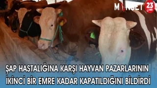 ŞAP HASTALIĞINA KARŞI HAYVAN PAZARLARININ İKİNCİ BİR EMRE KADAR KAPATILDIĞINI BİLDİRDİ