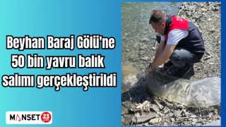 Beyhan Baraj Gölü'ne 50 bin yavru balık salımı gerçekleştirildi