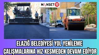 ELAZIĞ BELEDİYESİ YOL YENİLEME ÇALIŞMALARINA HIZ KESMEDEN DEVAM EDİYOR