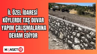 İL ÖZEL İDARESİ KÖYLERDE TAŞ DUVAR YAPIM ÇALIŞMALARINA DEVAM EDİYOR