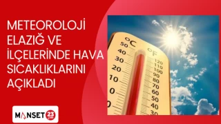 Meteoroloji Elazığ ve İlçelerİnde hava sıcaklıklarını açıkladı