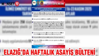 ELAZIĞ'DA HAFTALIK ASAYİŞ BÜLTENİ