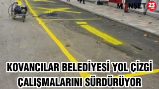 KOVANCILAR BELEDİYESİ YOL ÇİZGİ ÇALIŞMALARINI SÜRDÜRÜYOR