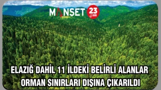 Elazığ Dahil 11 İldeki belirli alanlar orman sınırları dışına çıkarıldı