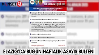 ELAZIĞ'DA BUGÜN HAFTALIK ASAYİŞ BÜLTENİ