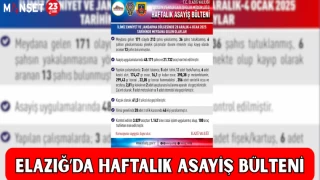 ELAZIĞ'DA HAFTALIK ASAYİŞ BÜLTENİ