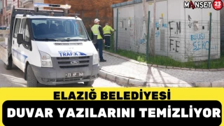 ELAZIĞ BELEDİYESİ DUVAR YAZILARINI TEMİZLİYOR
