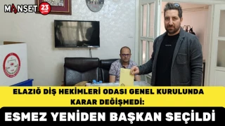 Elazığ Diş Hekimleri Odası Genel Kurulunda Karar Değişmedi: Esmez Yeniden Başkan Seçildi