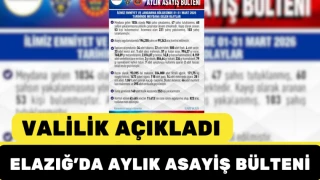 ELAZIĞ'DA AYLIK ASAYİŞ BÜLTENİ