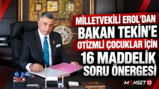 MİLLETVEKİLİ EROL’DAN BAKAN TEKİN’E OTİZMLİ ÇOCUKLAR İÇİN 16 MADDELİK SORU ÖNERGESİ